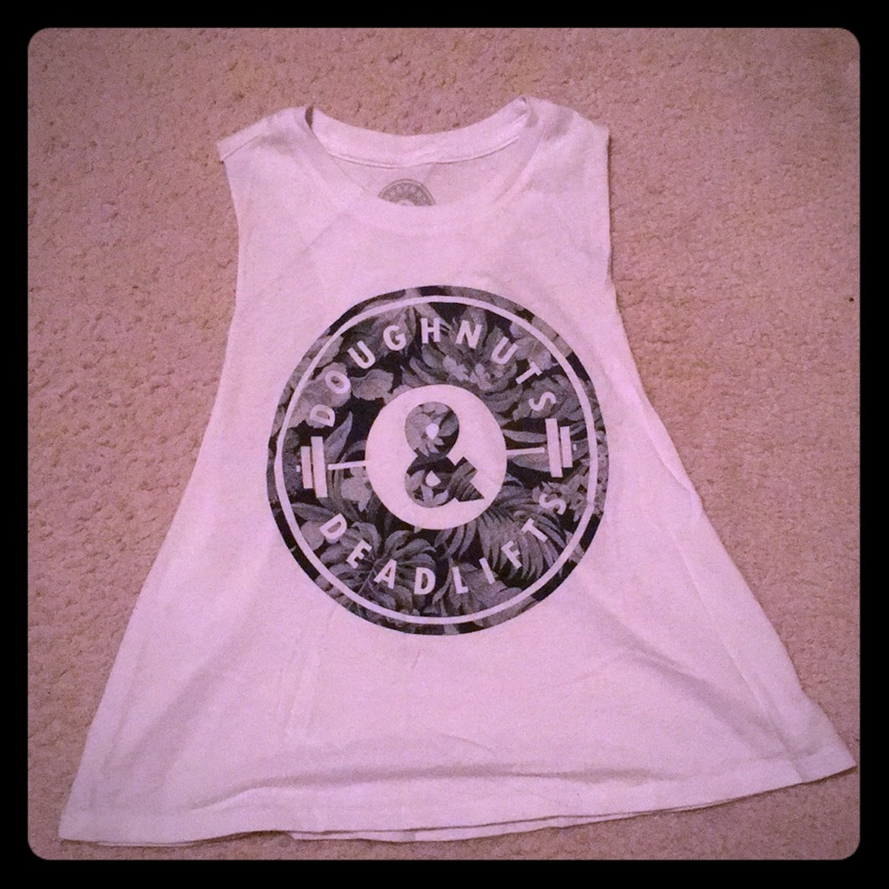 Doughnuts and deadlifts flowy cropped muscle tank